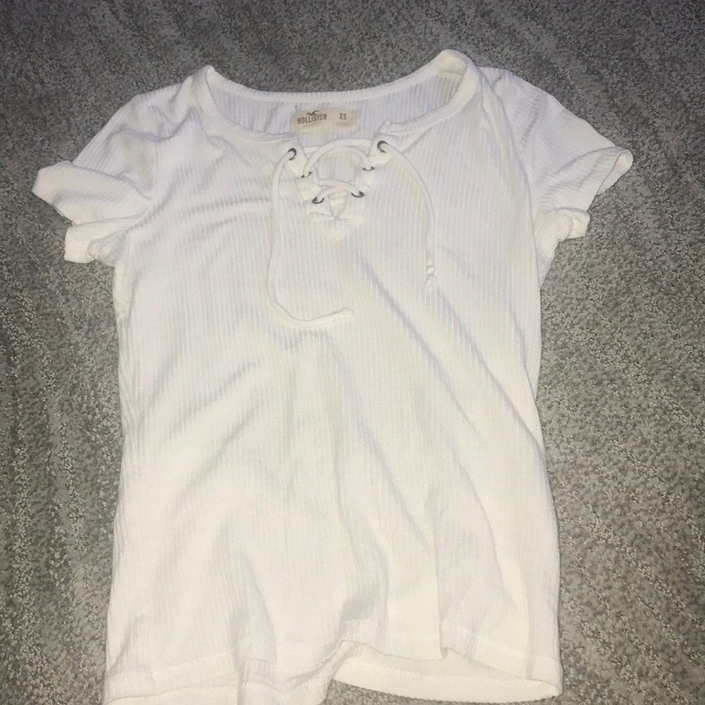 White tie up shirt